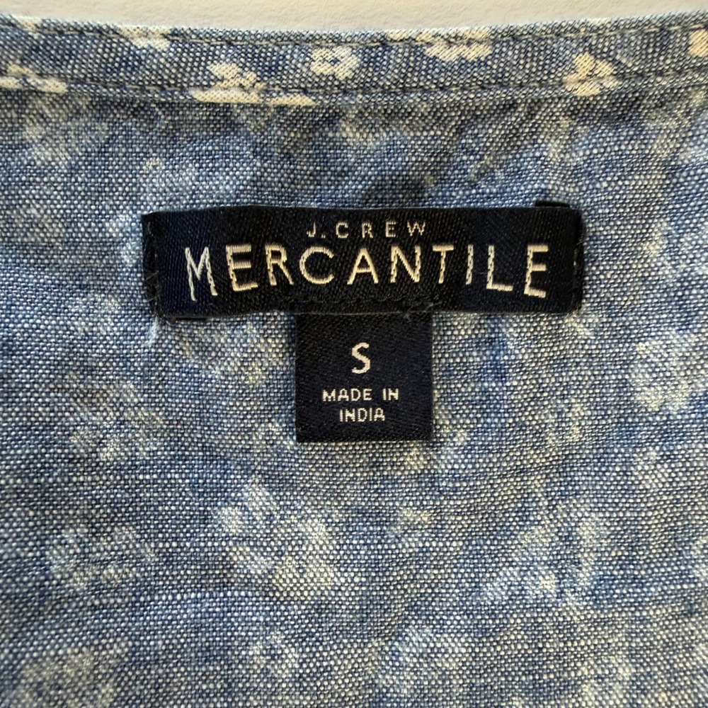 J.Crew Mercantile Womens Blue Floral Faux Wrap Ruffle Mini Dress Small V-Neck - Picture 4 of 7